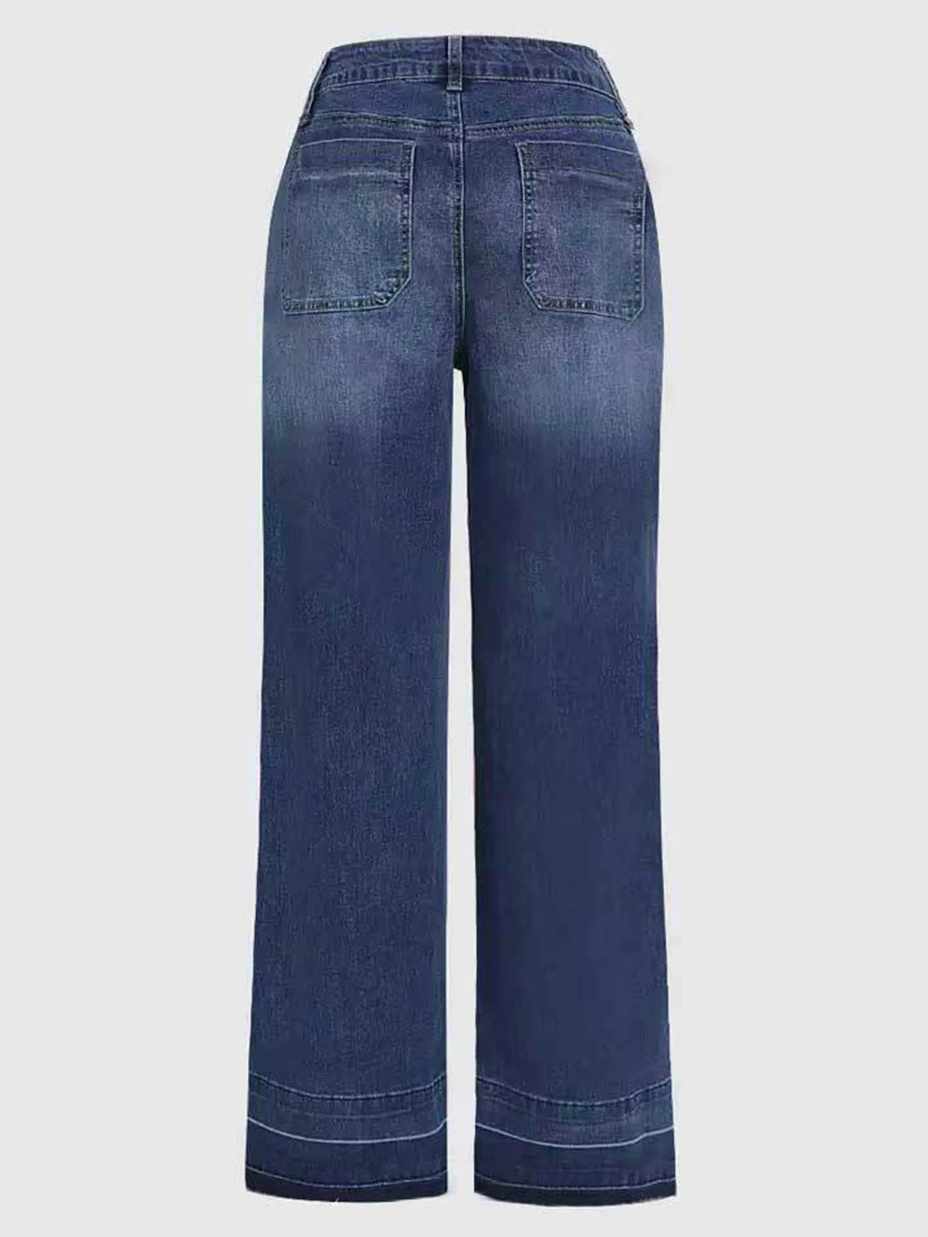 Women Wide Leg Jeans With Pocket Design For Daily Wear