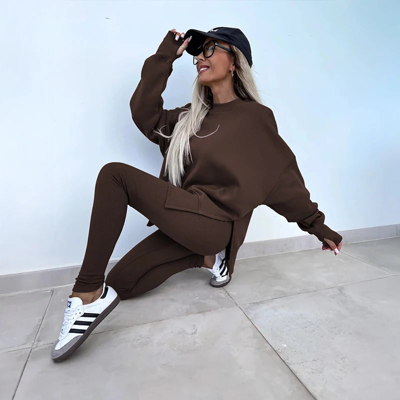 Women Sports Hoodie Set For Spring Autumn Yoga Two Piece