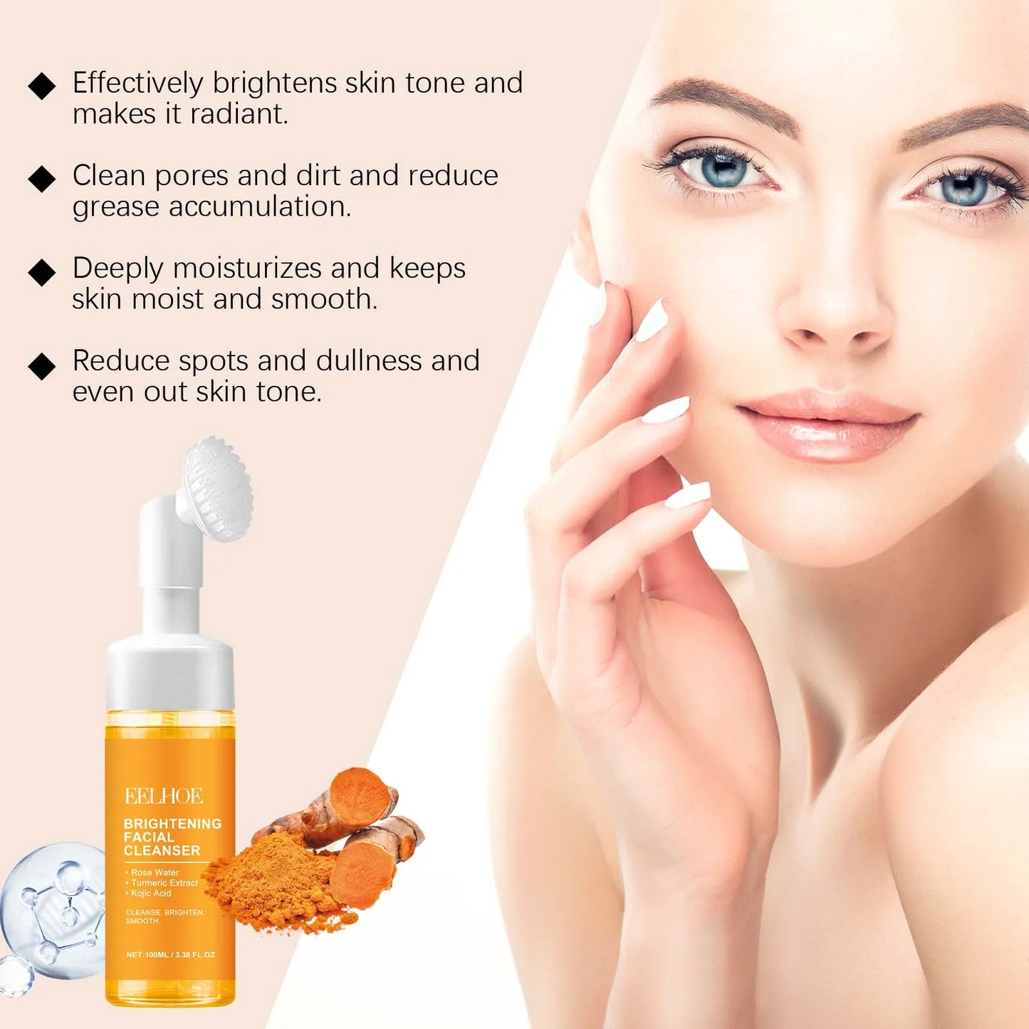 Turmeric Cleansing Milk Foam Facial Cleanser Brightens Skin