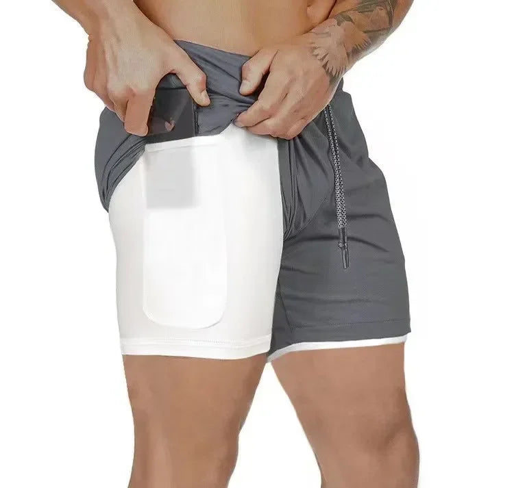 Men Fitness Shorts 2 In 1 Quick Dry For Gym