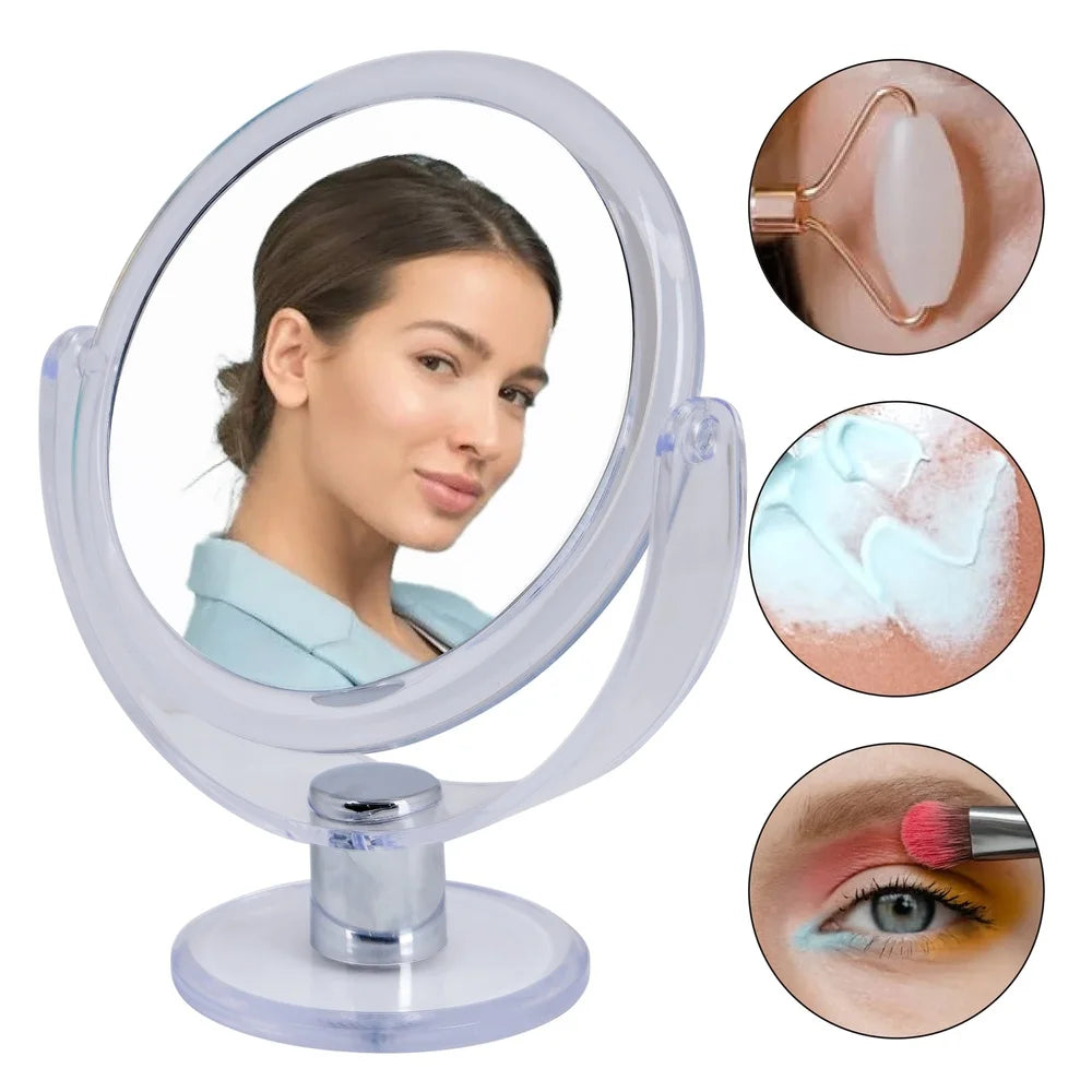 Dual Sided 10X Magnifying Freestanding Vanity Mirror Rubberized Desktop Makeup Mirror Dressing Table and Office Desk