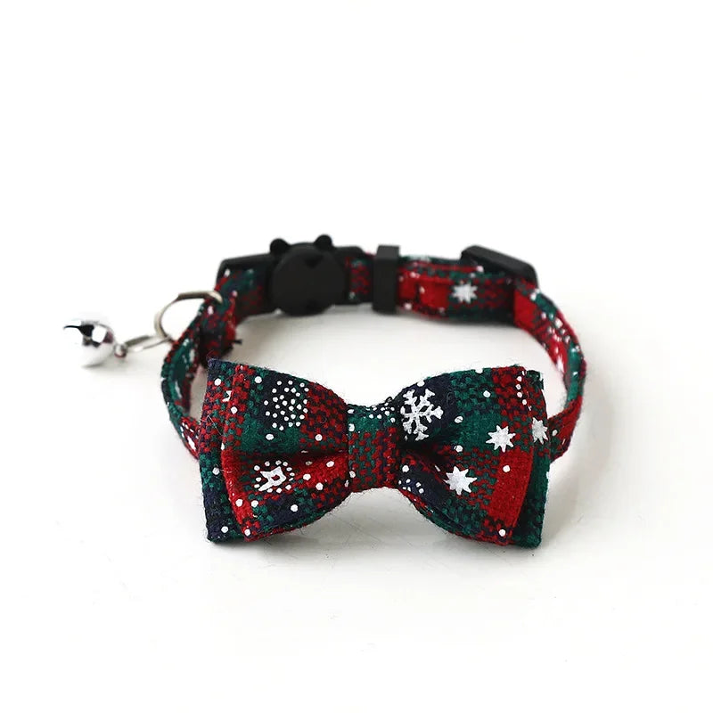 Guangdong Bowknot Plaid Cat And Dog Collar With Bell For Pets
