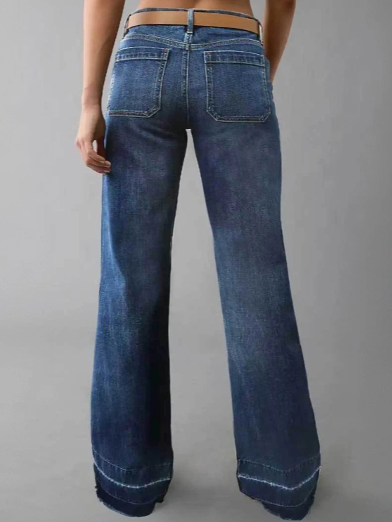 Women Wide Leg Jeans With Pocket Design For Daily Wear