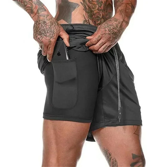 Men Fitness Shorts 2 In 1 Quick Dry For Gym