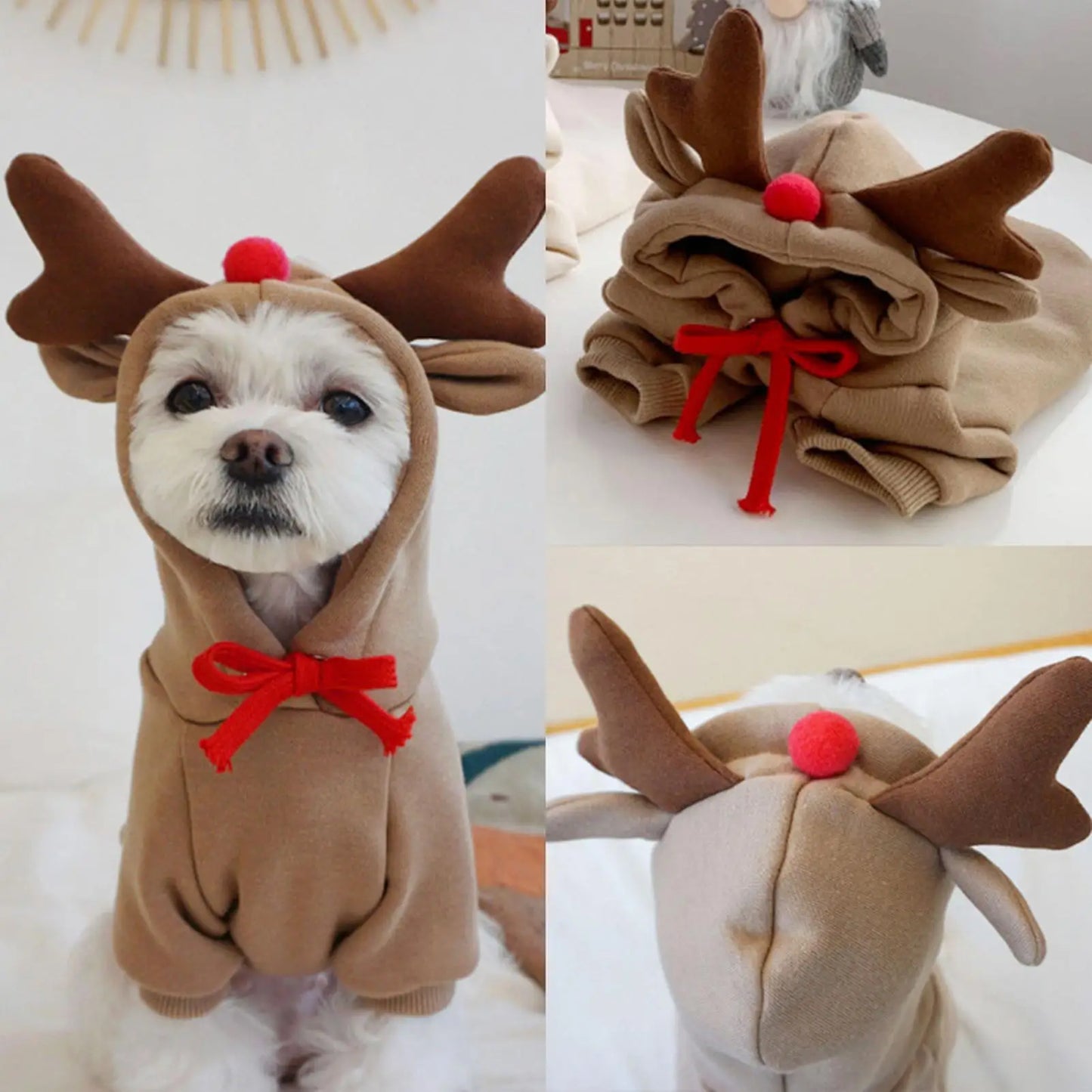 High-concerned Deer Costume For Dogs Festive 3D Reindeer Ears