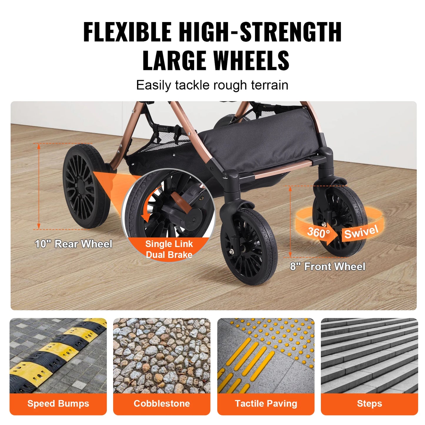 SucceBuy Foldable Pet Stroller With Brakes For Small To Medium Dogs Lightweight Aluminum Frame