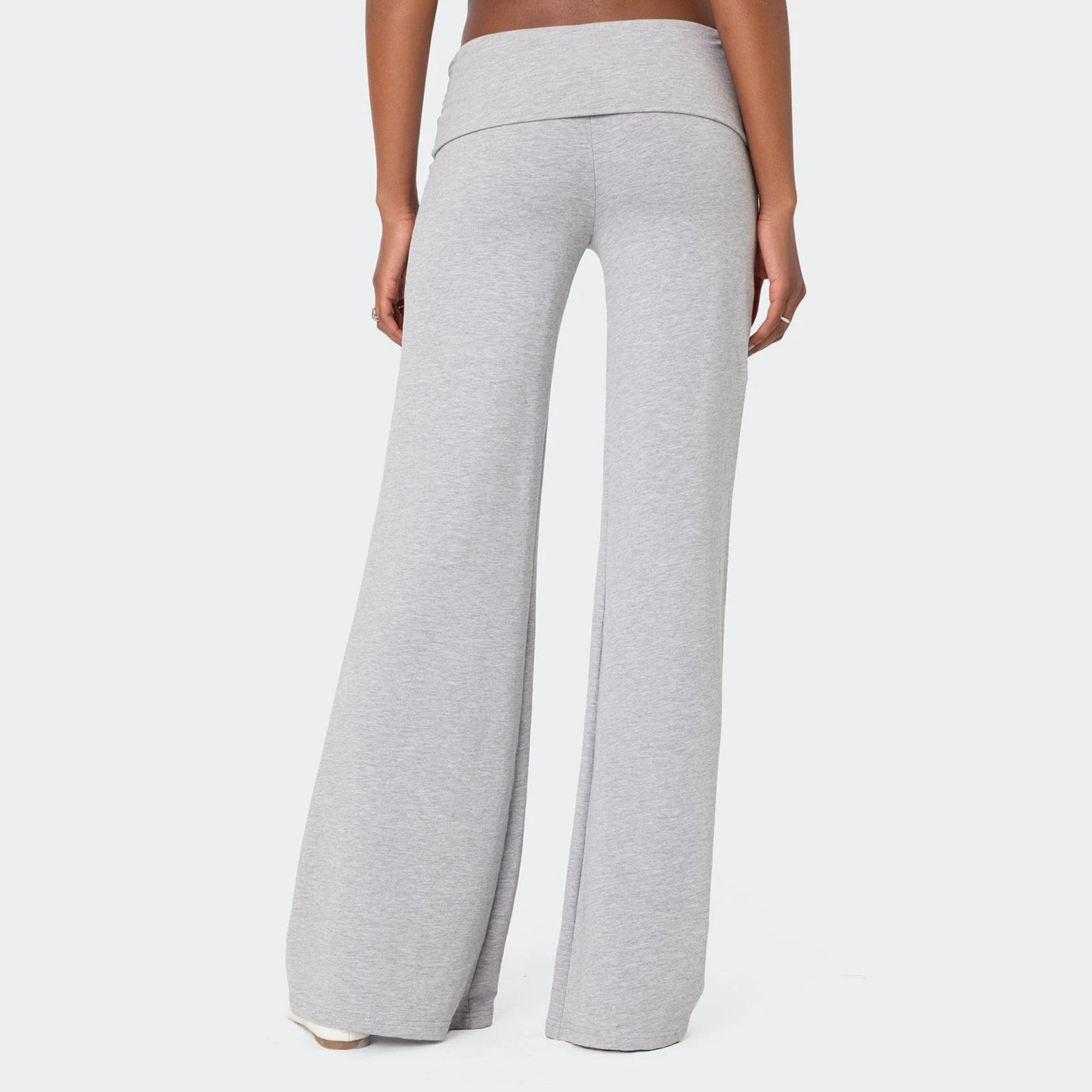 Casual Wide Leg Lounge Pants For Women Fold Over Design