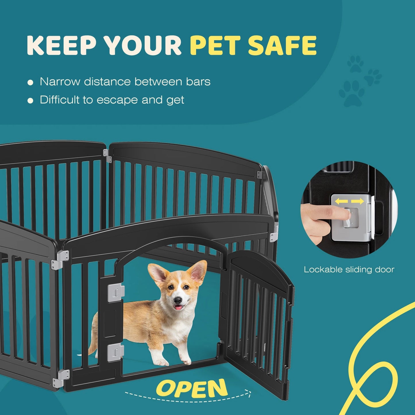 JHK Plastic Dog Playpen 6-Panel Expandable Fence for Medium Dogs