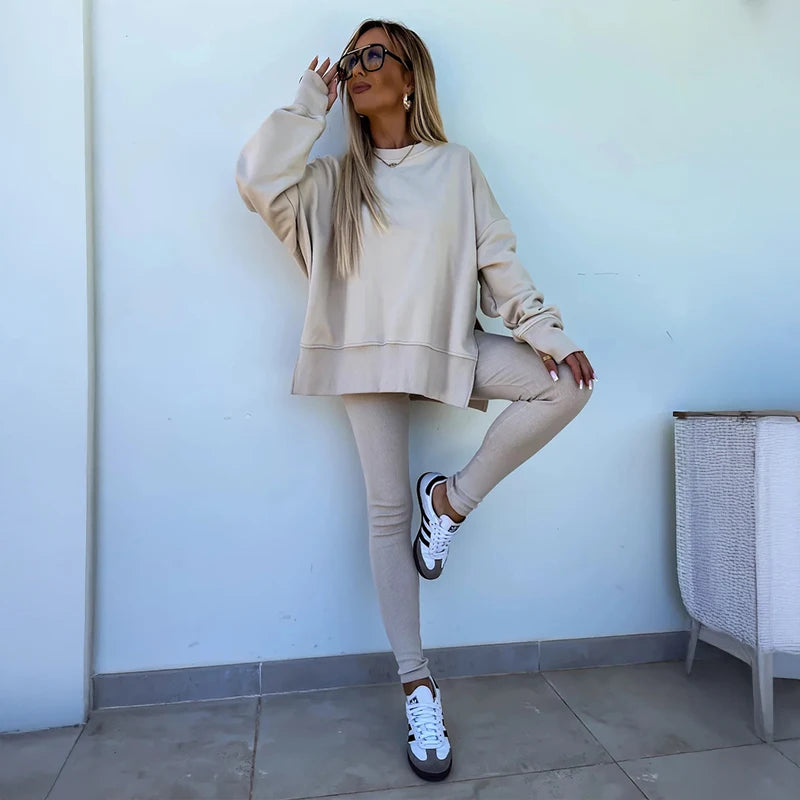 Women Sports Hoodie Set For Spring Autumn Yoga Two Piece