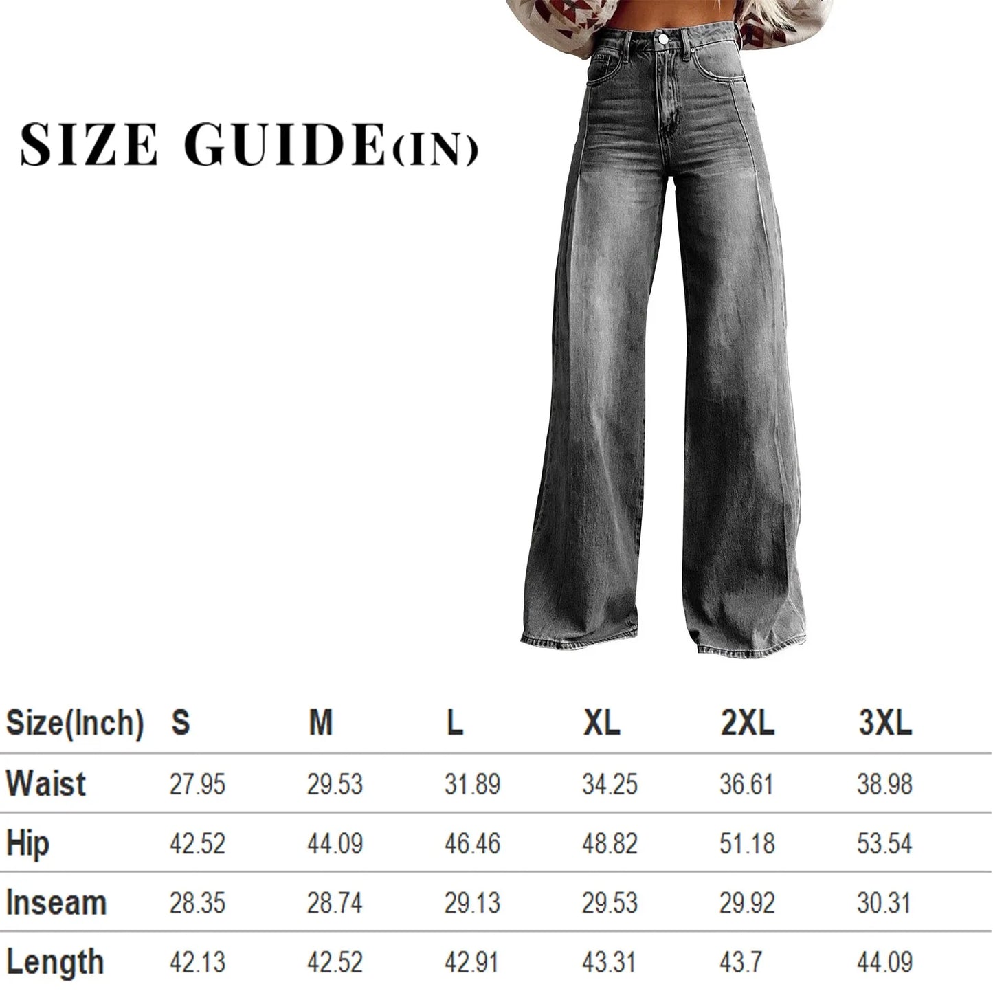 Vintage Women's Irregular High Waist Wide Leg Baggy Denim Jeans