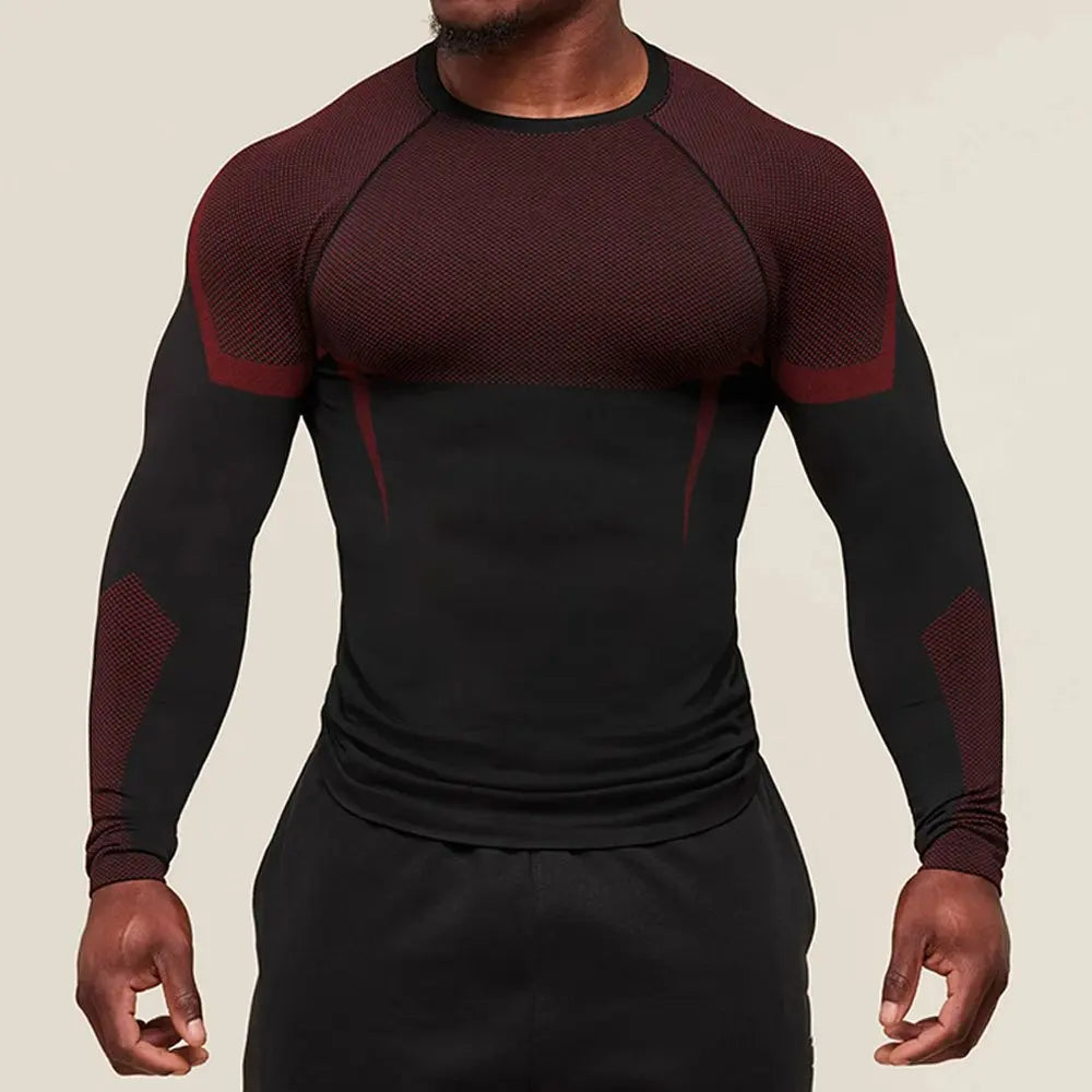Mens Fitness Training Suit Elastic Round Neck Gym Wear Print