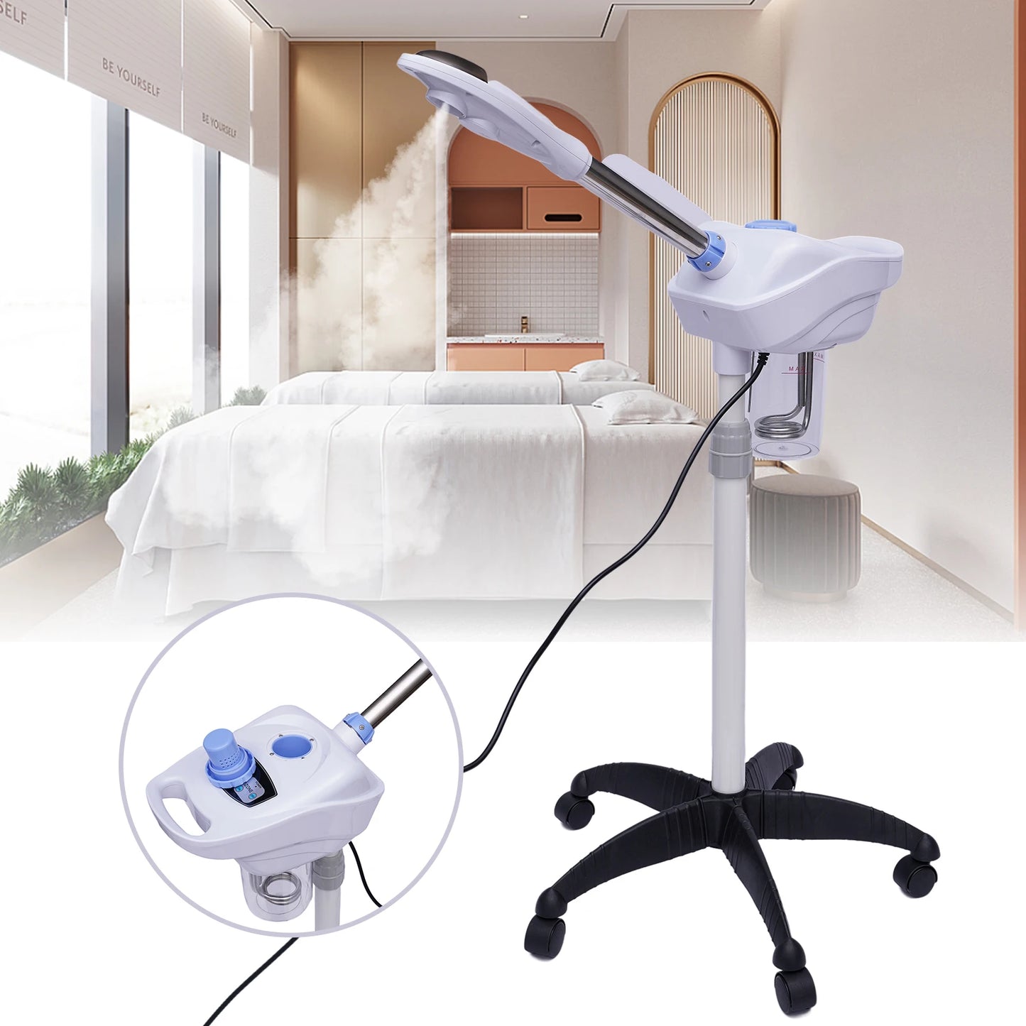 Professional Facial Steamer With Hot Mist Rotating Nozzle