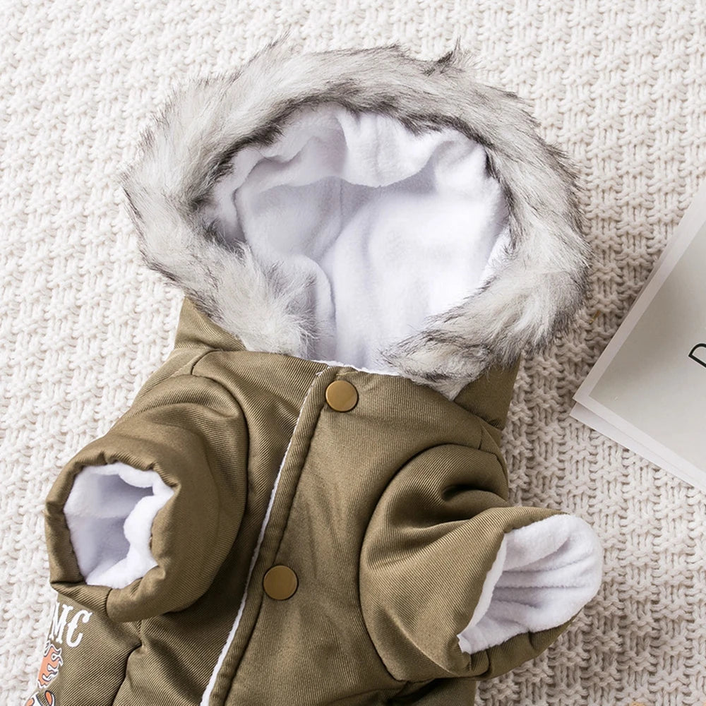 Hooded Winter Dog Coat Jumpsuit Windproof For Cold Weather Pet