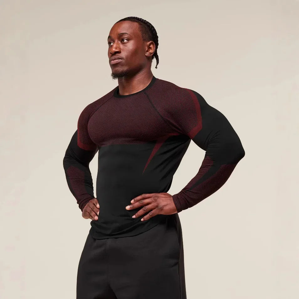 Mens Fitness Training Suit Elastic Round Neck Gym Wear Print