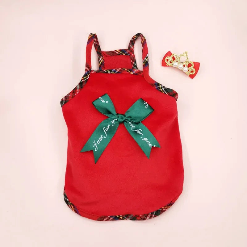 CN Guangdong Christmas Dog Strap Skirt Autumn Winter Pet Costume