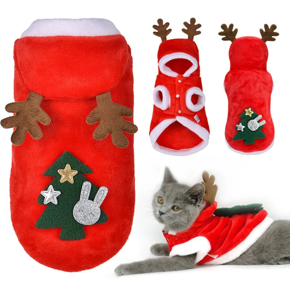 Guangdong Pet Dog Winter Flannel Festive Coat Elk Christmas