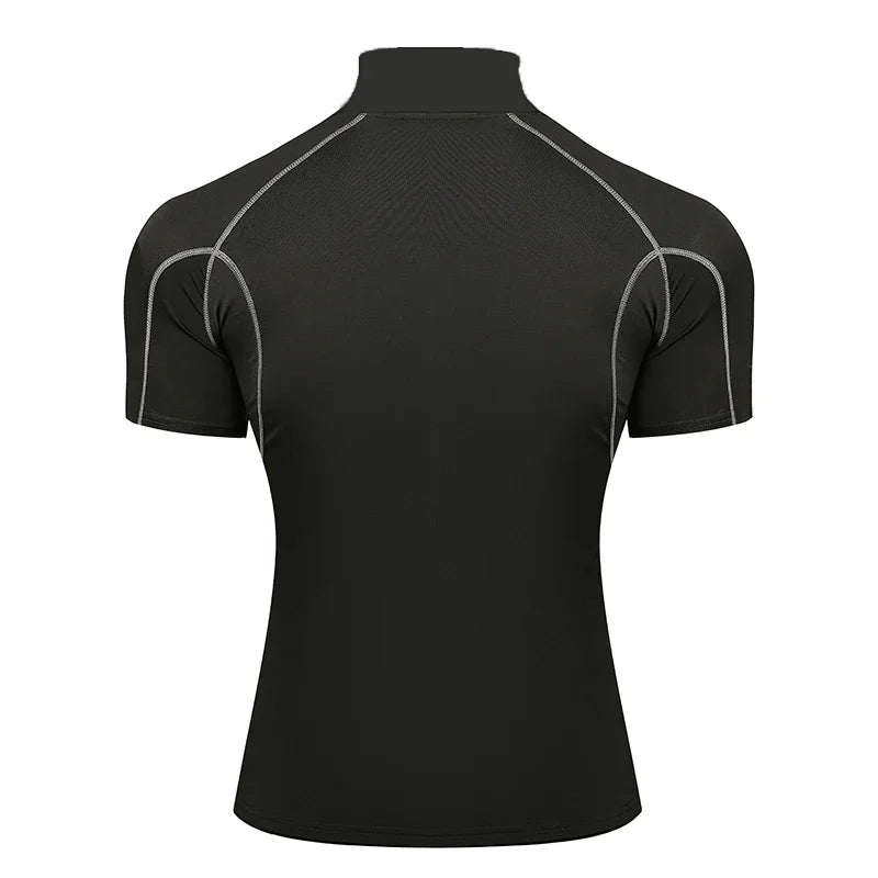 Mens Compression Workout Shirt Quick Dry Sportswear Short Sleeve For Gym And Running