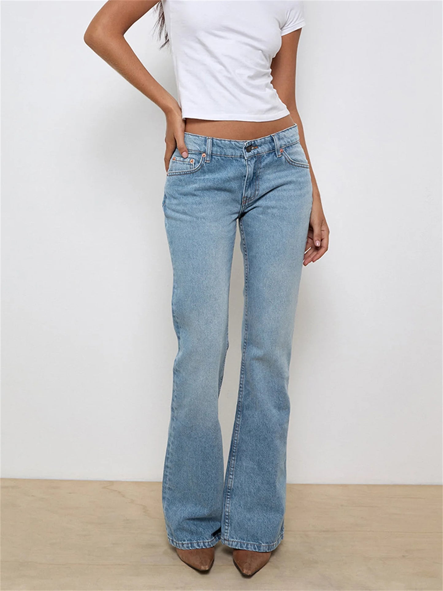 Womens Skinny High Waist Denim Jeans With Frayed Hem