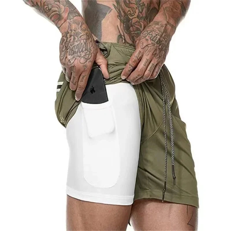 Men Fitness Shorts 2 In 1 Quick Dry For Gym