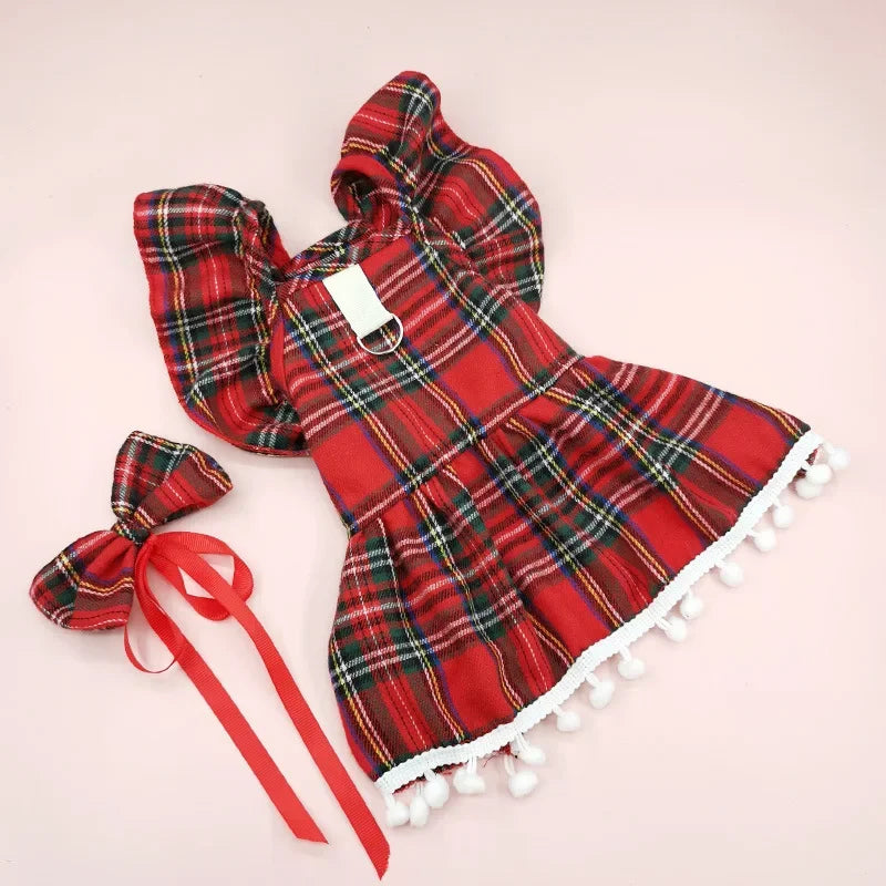 CN Guangdong Christmas Dog Strap Skirt Autumn Winter Pet Costume