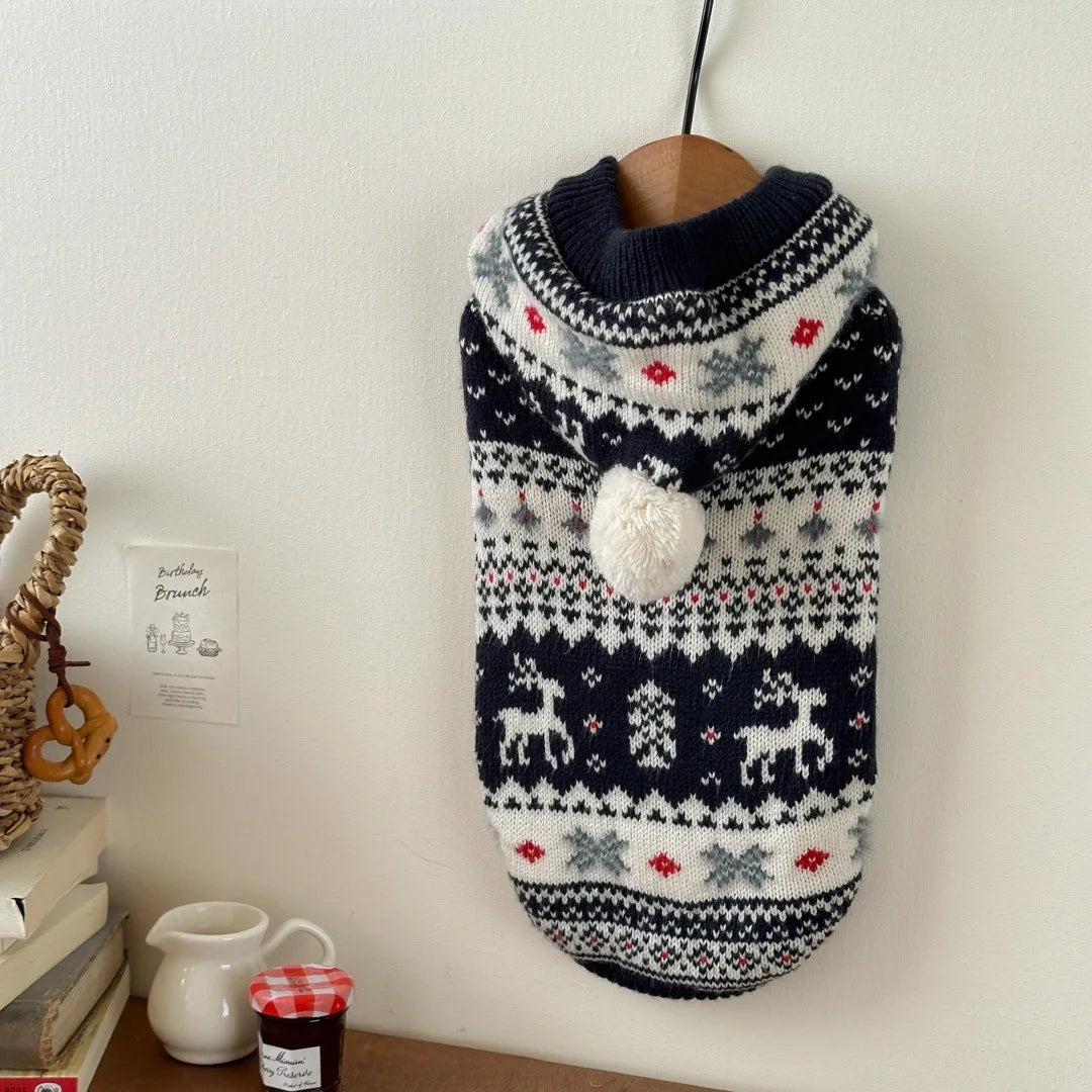 Zhejiang Christmas Hooded Sweater for Dogs and Cats Pet Clothes
