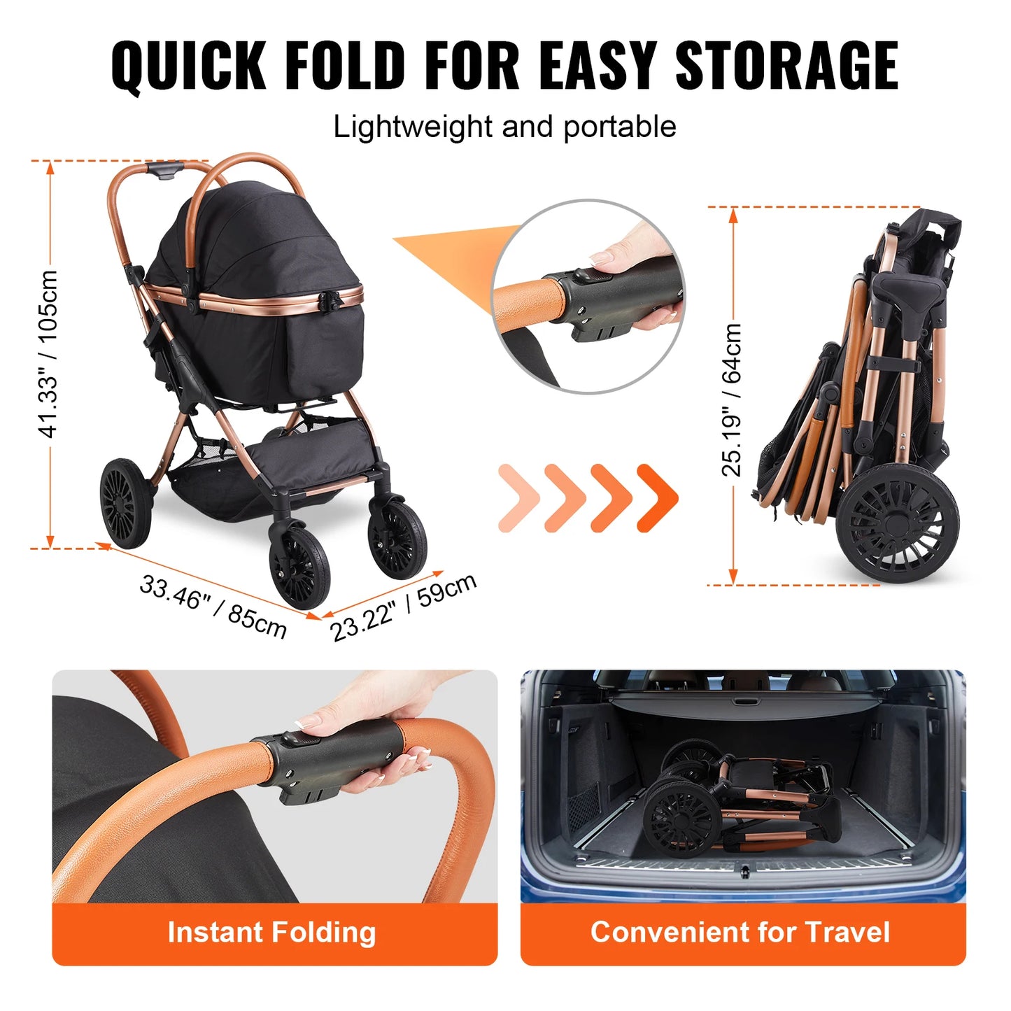 SucceBuy Foldable Pet Stroller With Brakes For Small To Medium Dogs Lightweight Aluminum Frame