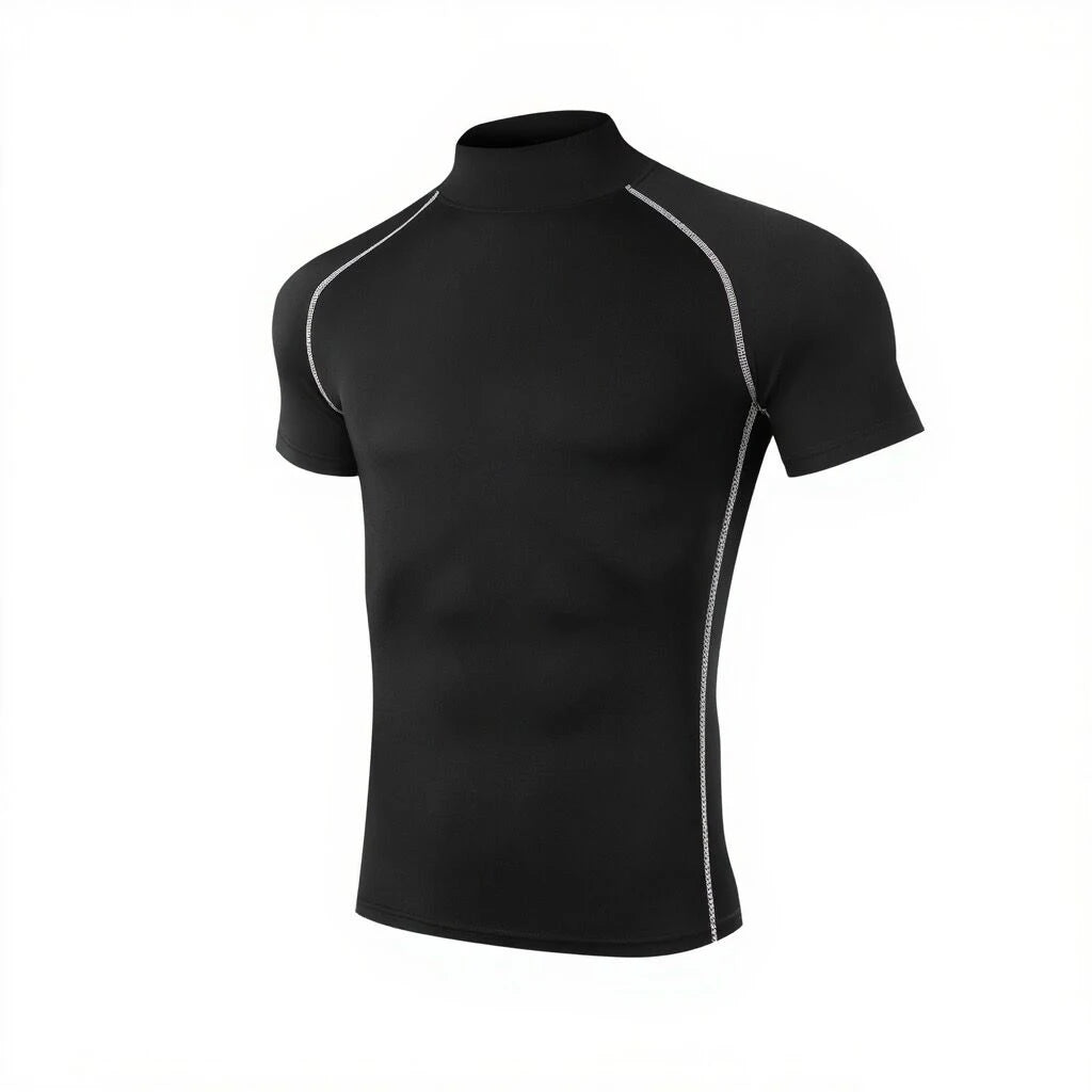 Mens Compression Workout Shirt Quick Dry Sportswear Short Sleeve For Gym And Running