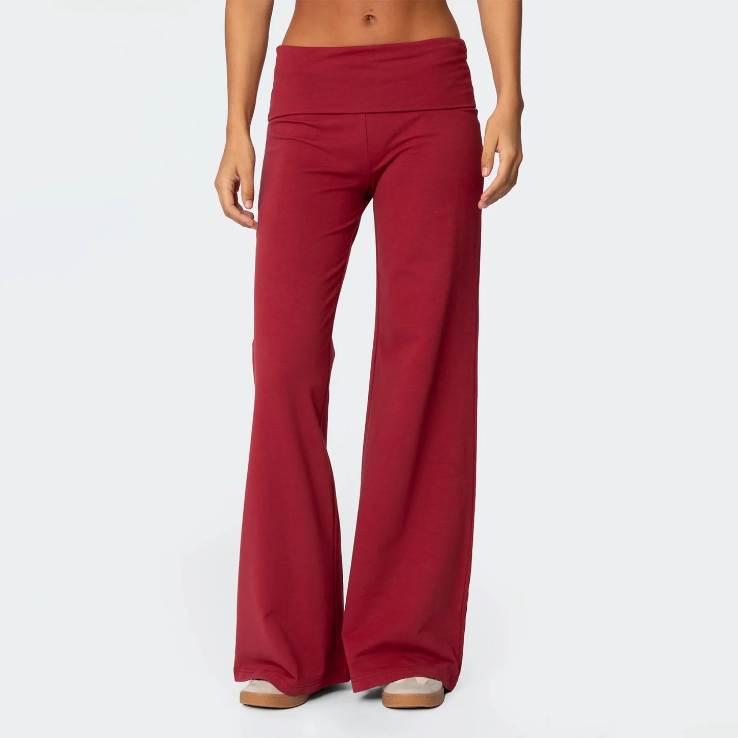 Casual Wide Leg Lounge Pants For Women Fold Over Design