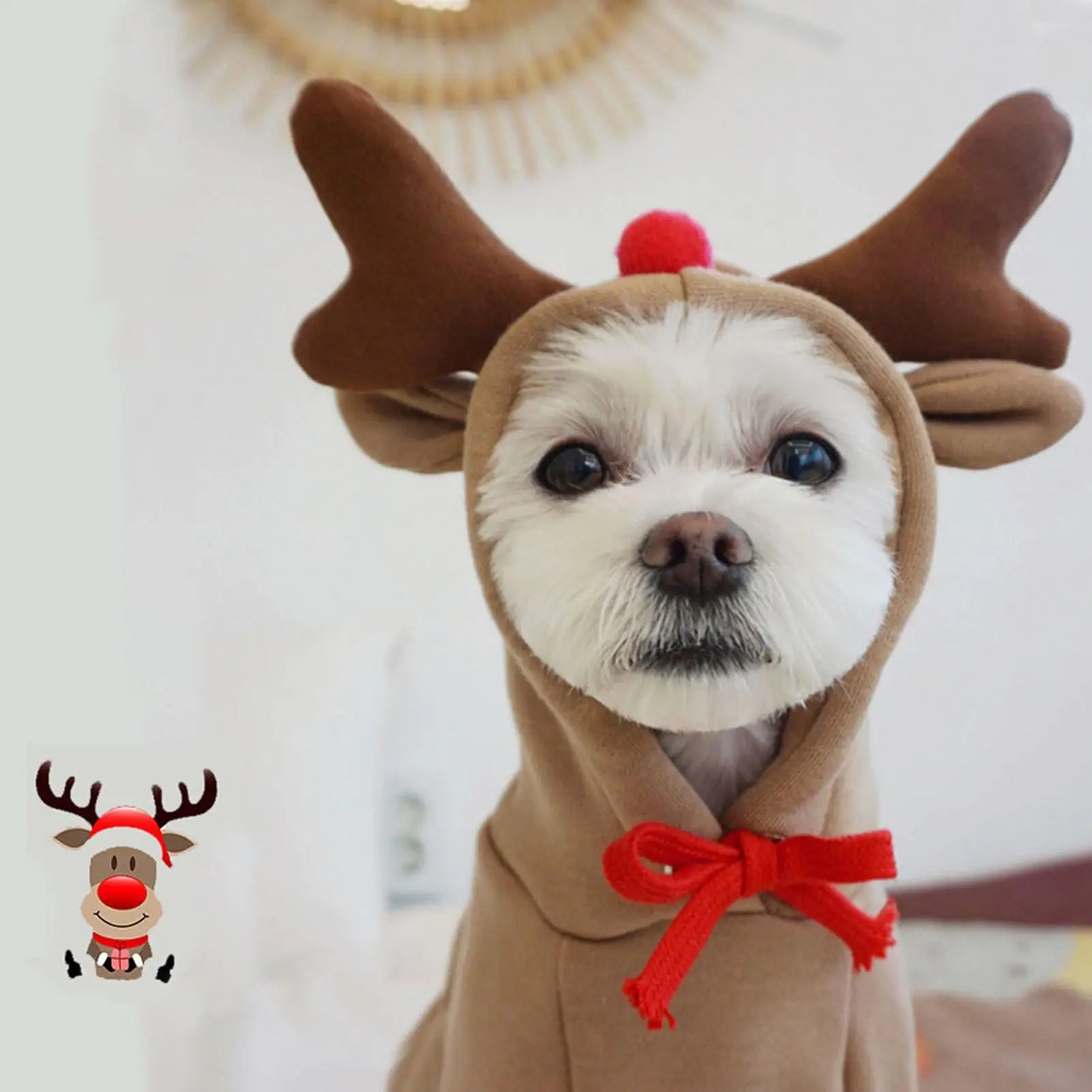 High-concerned Deer Costume For Dogs Festive 3D Reindeer Ears