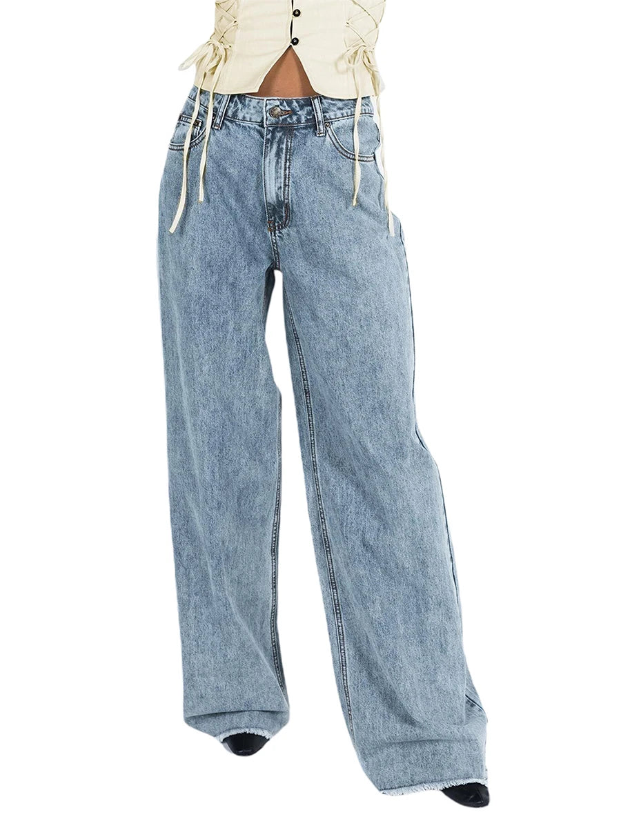 Hirigin Women Wide Leg Jeans Loose Casual Work Streetwear