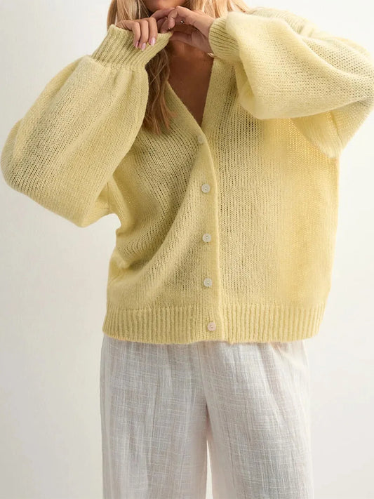 XBTCLXEBCOCN Women's Long Sleeve V Neck Button Cardigan