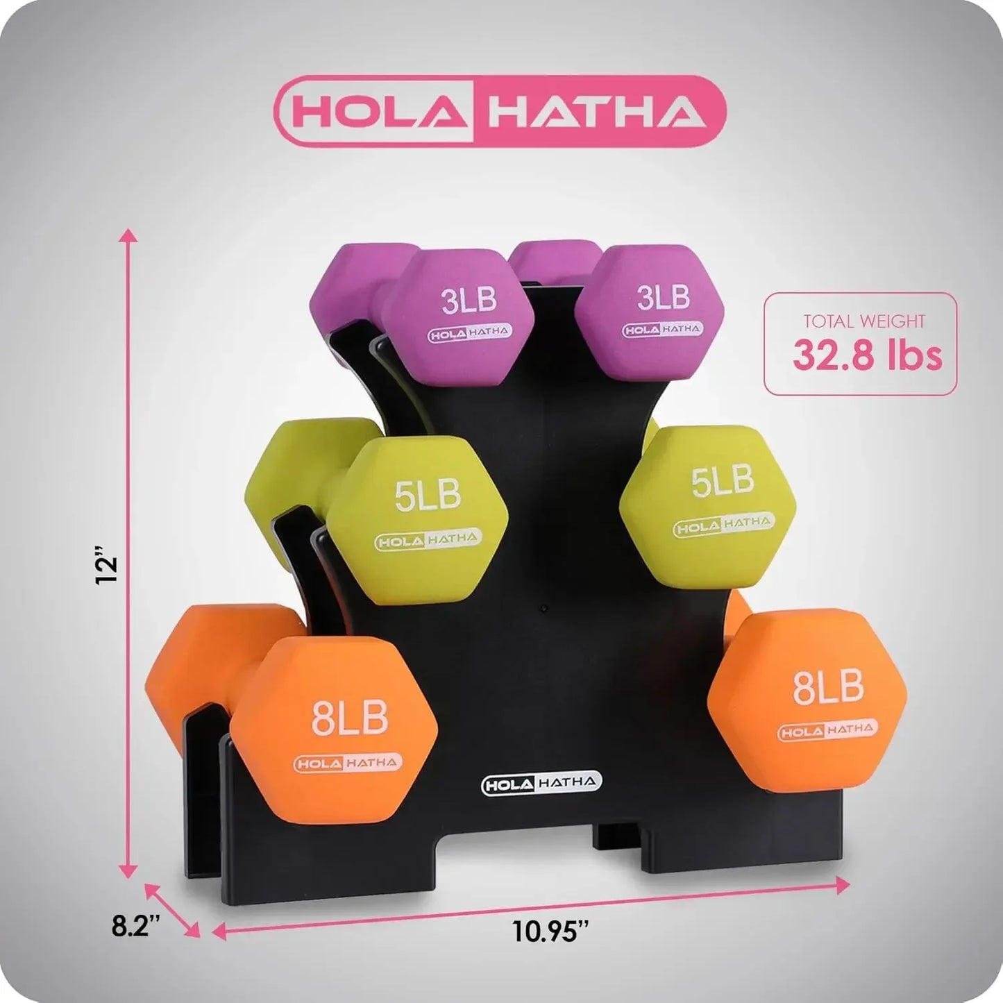 Neoprene Dumbbell Set With Rack For Home Workouts Toning