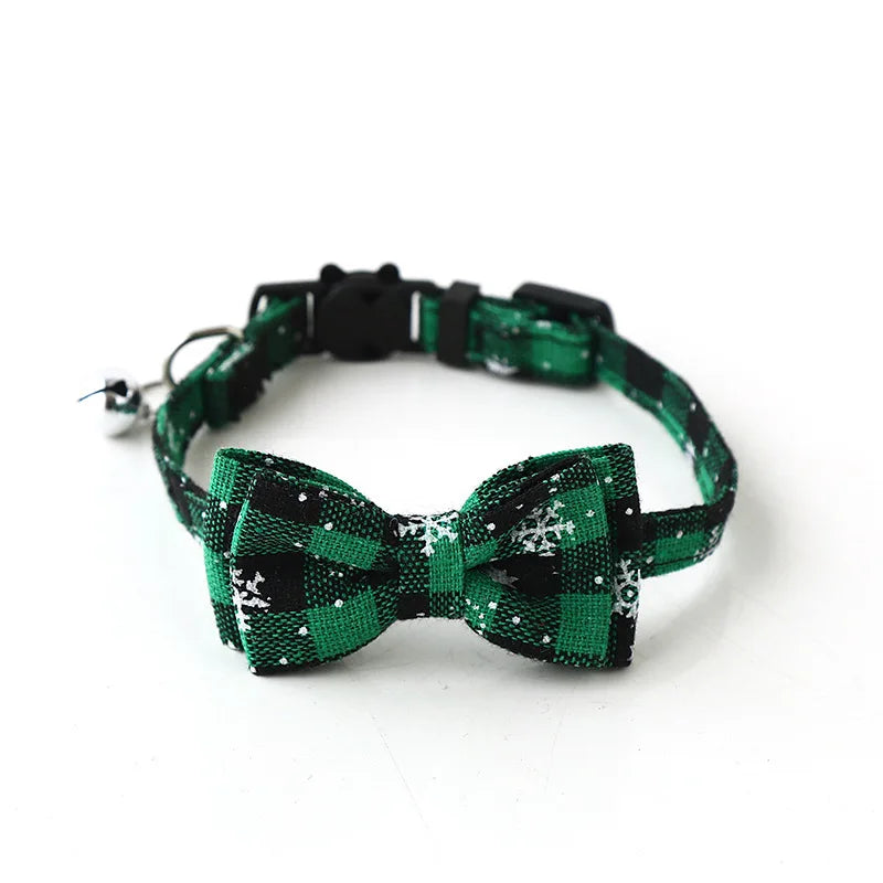 Guangdong Bowknot Plaid Cat And Dog Collar With Bell For Pets