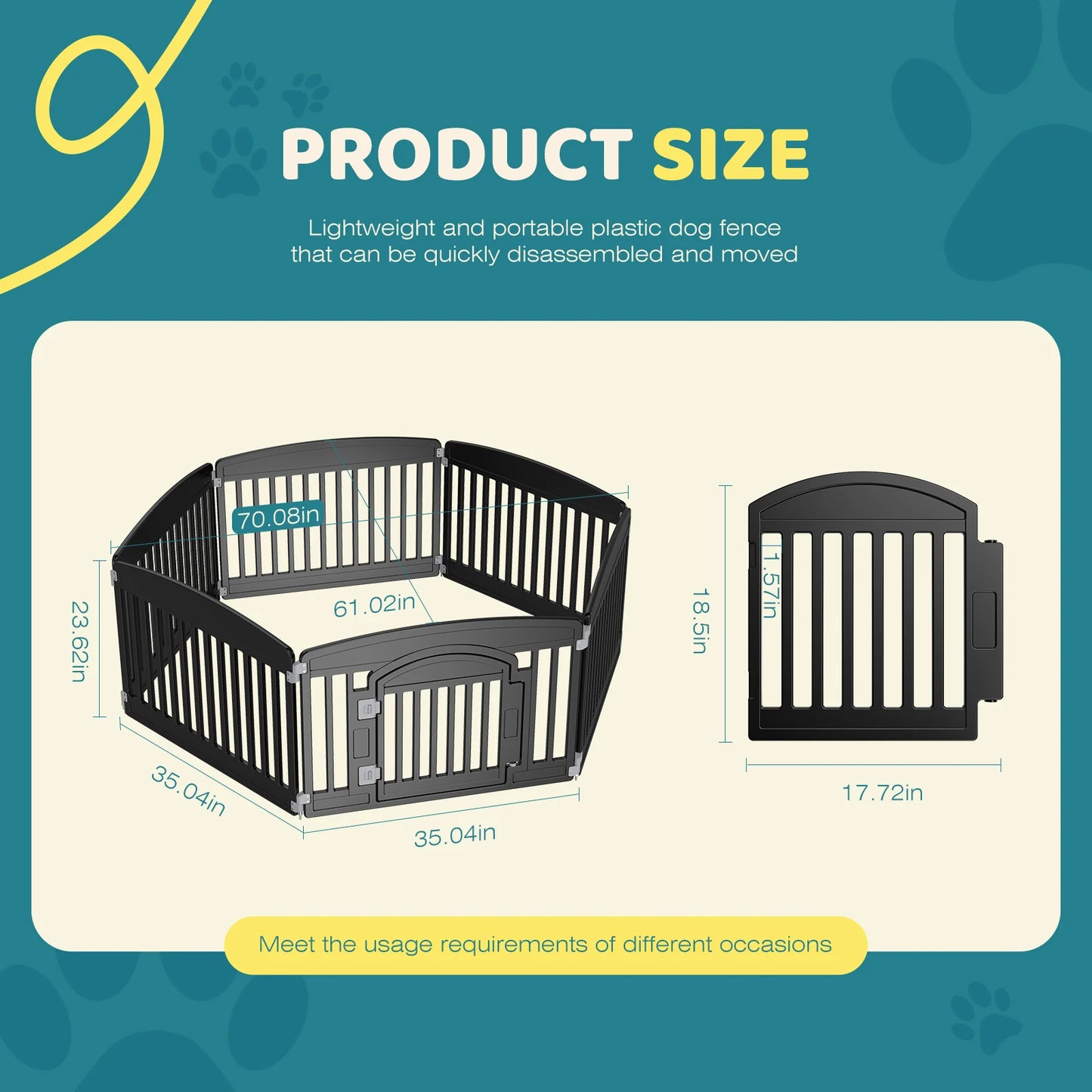 JHK Plastic Dog Playpen 6-Panel Expandable Fence for Medium Dogs