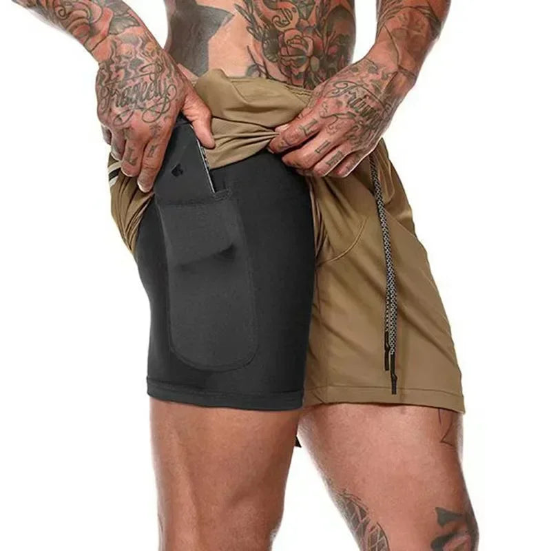 Men Fitness Shorts 2 In 1 Quick Dry For Gym