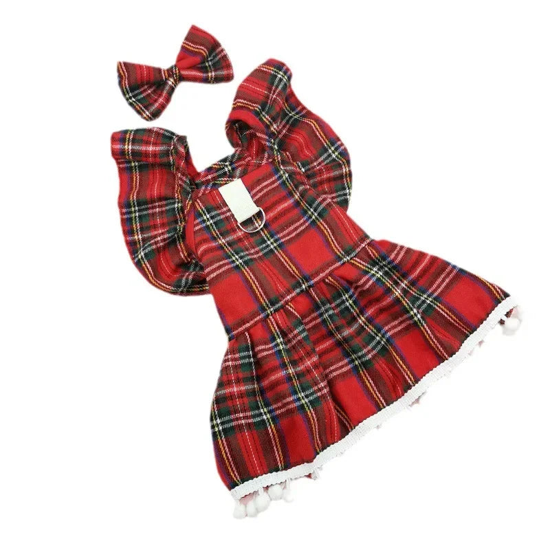 CN Guangdong Christmas Dog Strap Skirt Autumn Winter Pet Costume