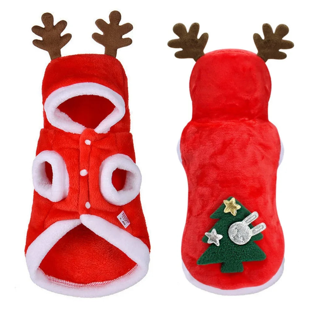 Guangdong Pet Dog Winter Flannel Festive Coat Elk Christmas