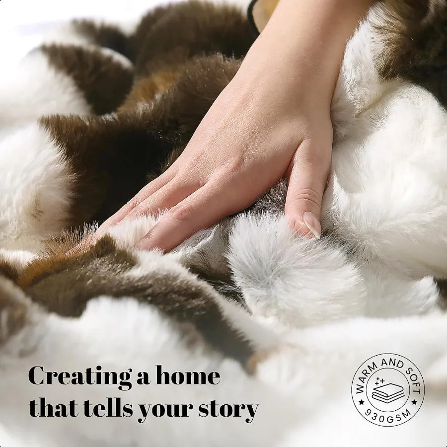 Cow Print Faux Fur Throw Blanket For Sofa Living Room