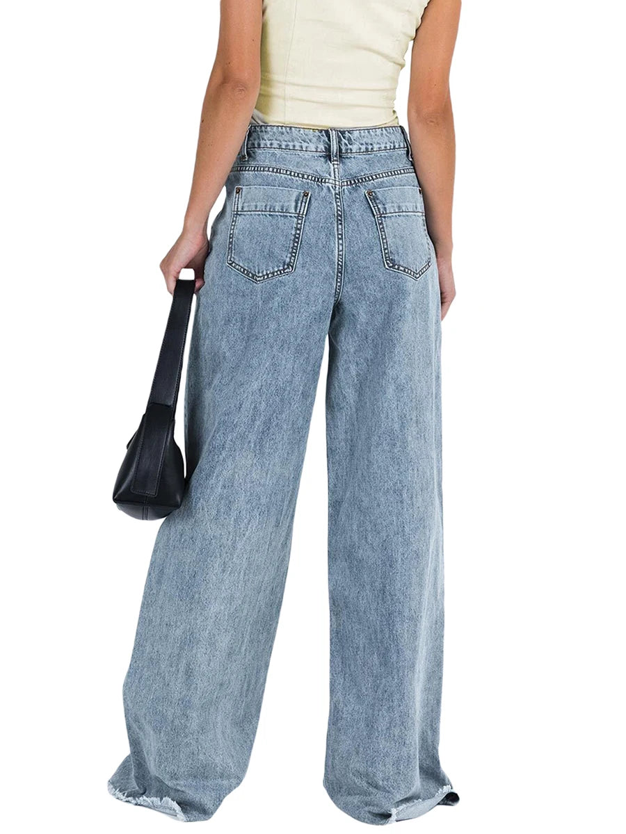 Hirigin Women Wide Leg Jeans Loose Casual Work Streetwear