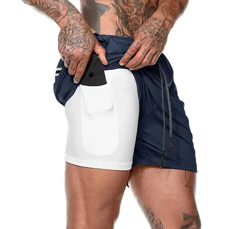 Men Fitness Shorts 2 In 1 Quick Dry For Gym