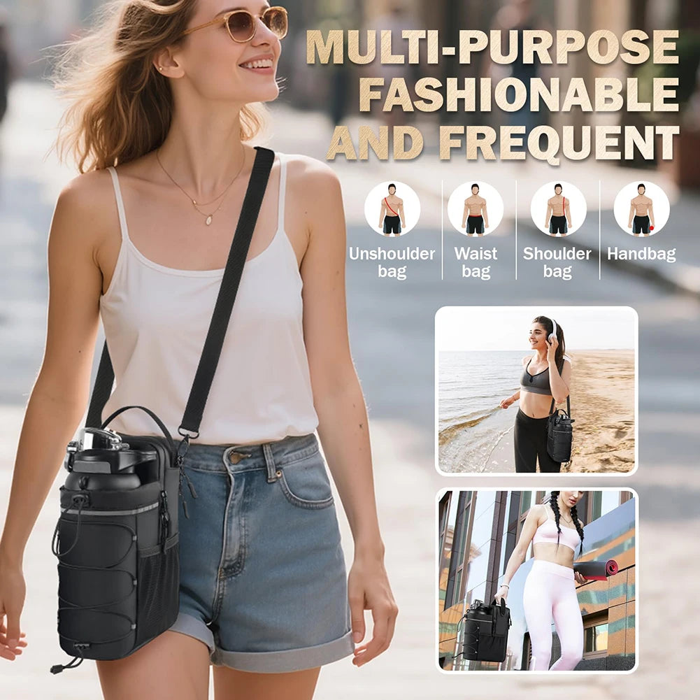 Shunmaii Magnetic Gym Bag With Sling Pocket Bottle Holder Crossbody