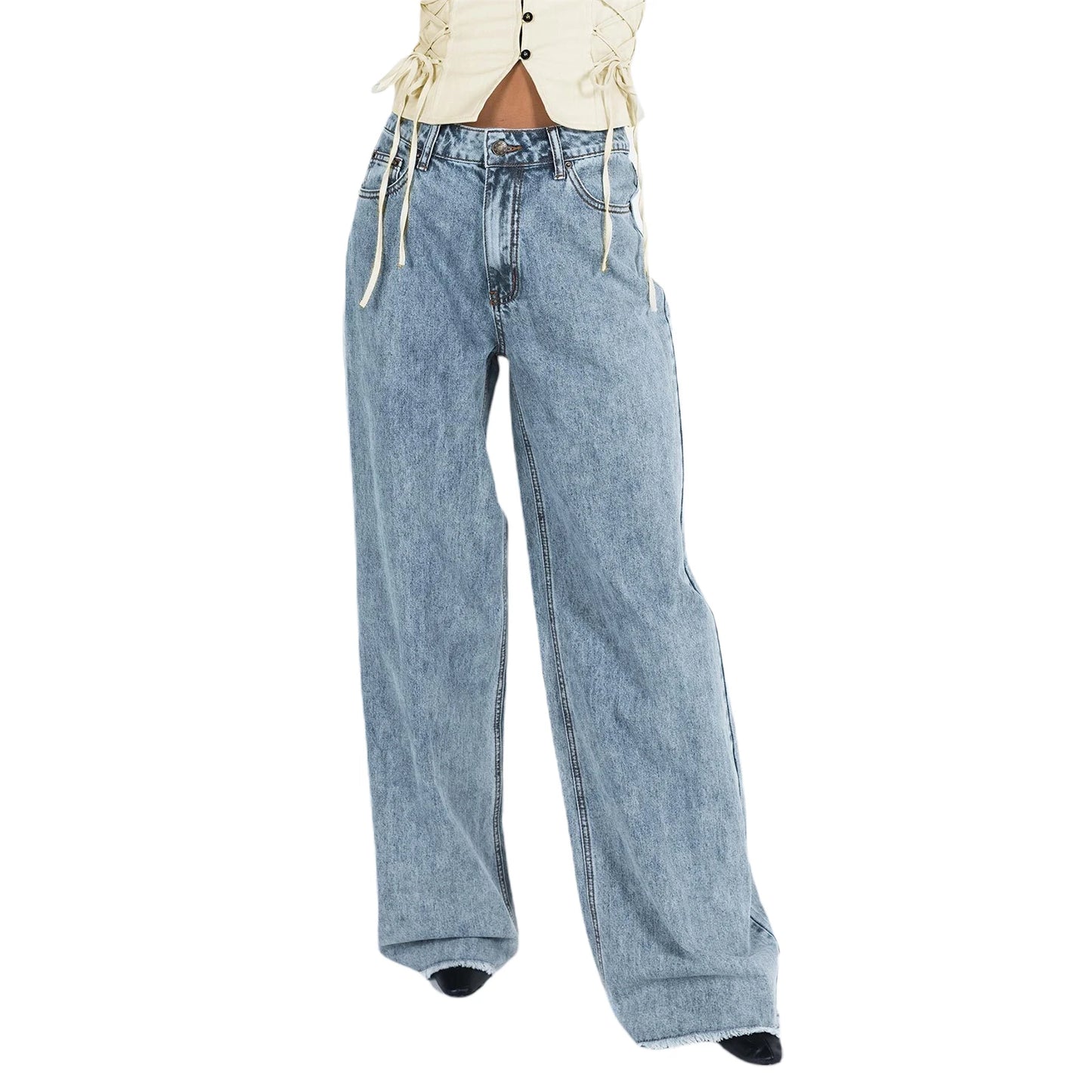 Hirigin Women Wide Leg Jeans Loose Casual Work Streetwear