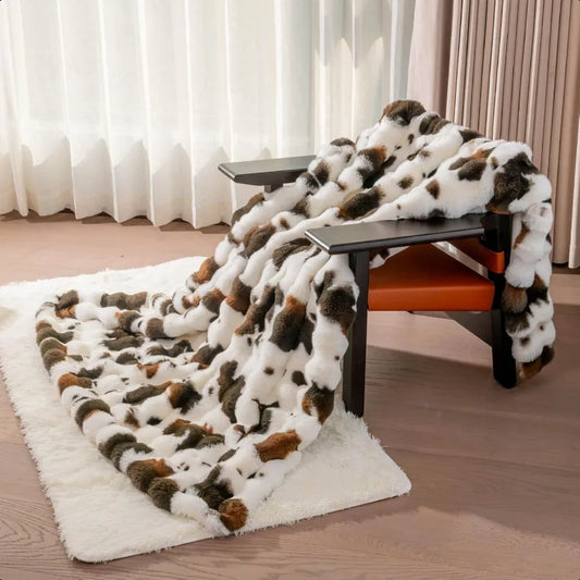 Cow Print Faux Fur Throw Blanket For Sofa Living Room
