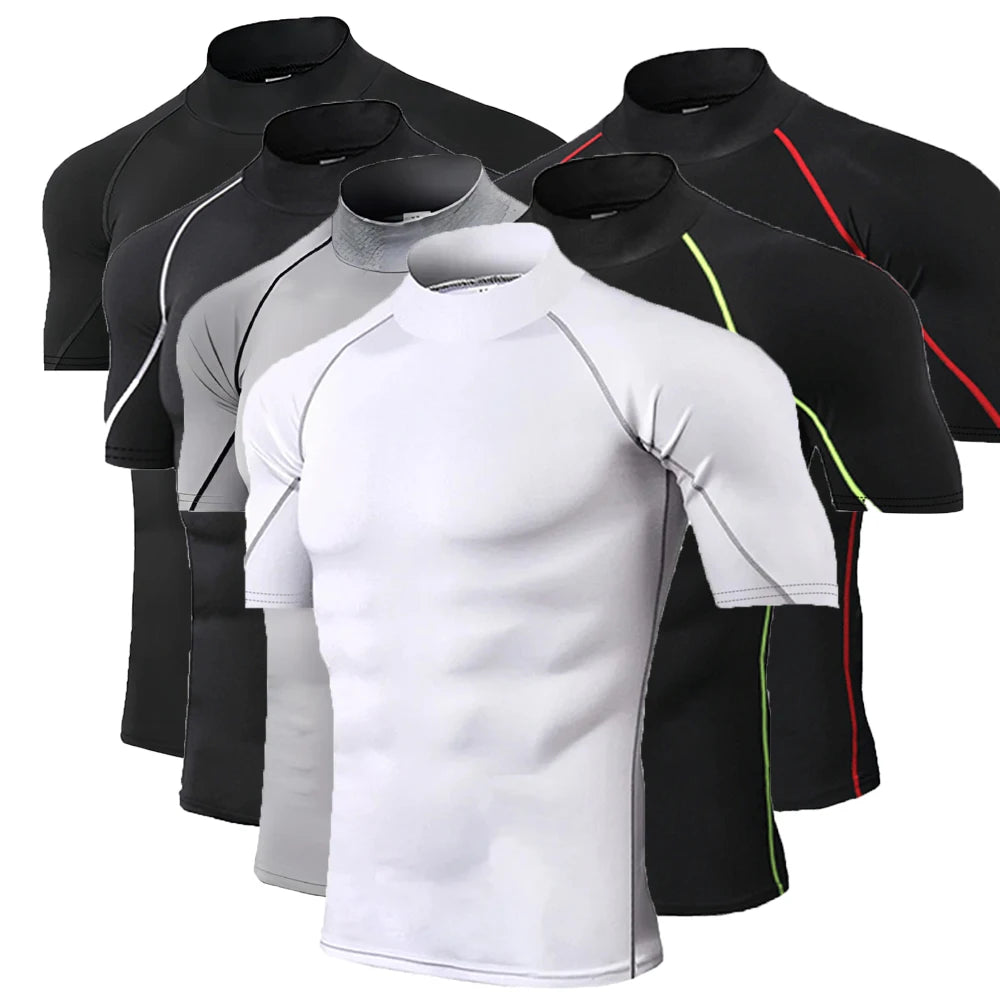 Mens Compression Workout Shirt Quick Dry Sportswear Short Sleeve For Gym And Running