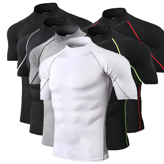 Mens Compression Workout Shirt Quick Dry Sportswear Short Sleeve For Gym And Running