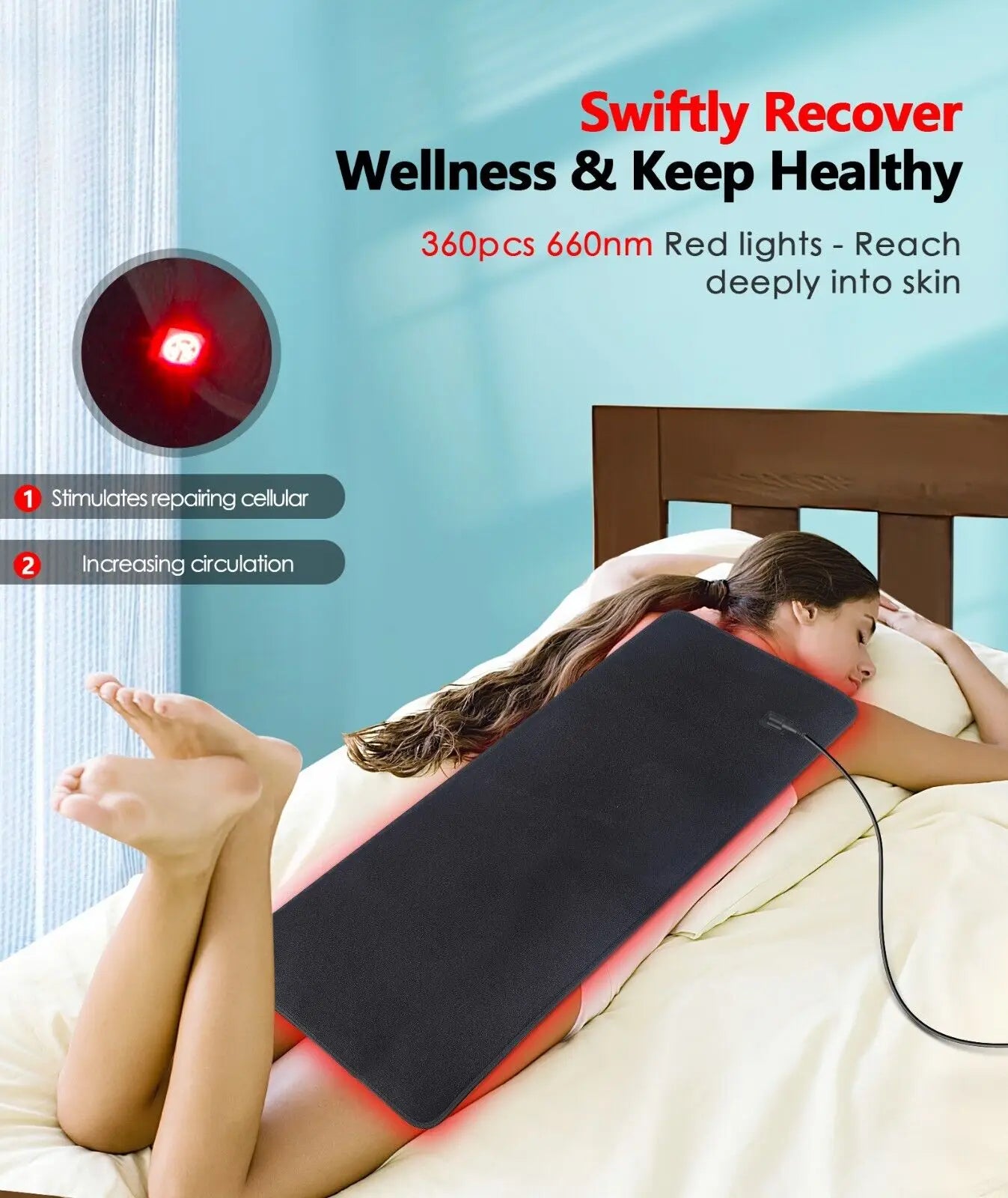 Electronic LED Red Light Therapy Mat Infrared Pain Relief