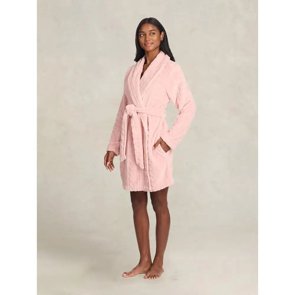 Craft of Weaving Plush Robe With Pockets Waist Tie