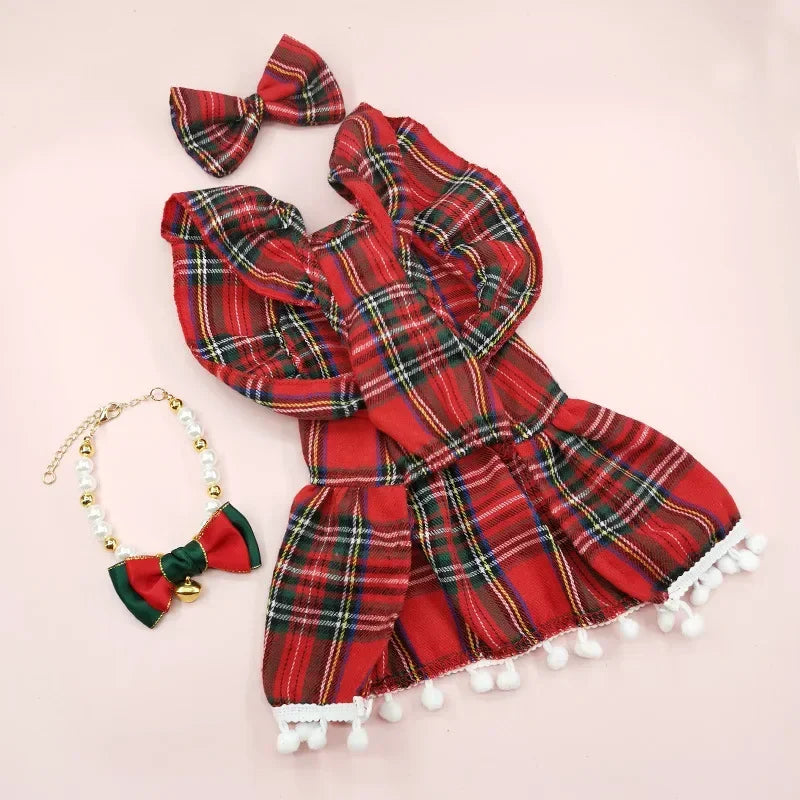 CN Guangdong Christmas Dog Strap Skirt Autumn Winter Pet Costume