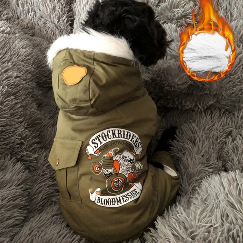 Hooded Winter Dog Coat Jumpsuit Windproof For Cold Weather Pet