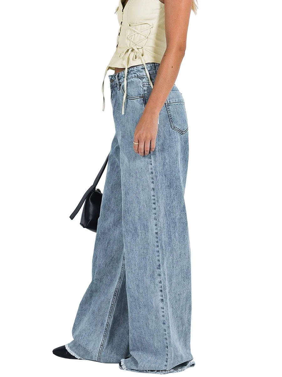 Hirigin Women Wide Leg Jeans Loose Casual Work Streetwear